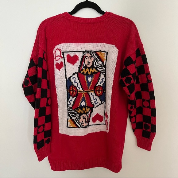 Vintage Signature by Northern Isles Game Queen of Hearts Cardigan Sweater XL - Picture 7 of 8
